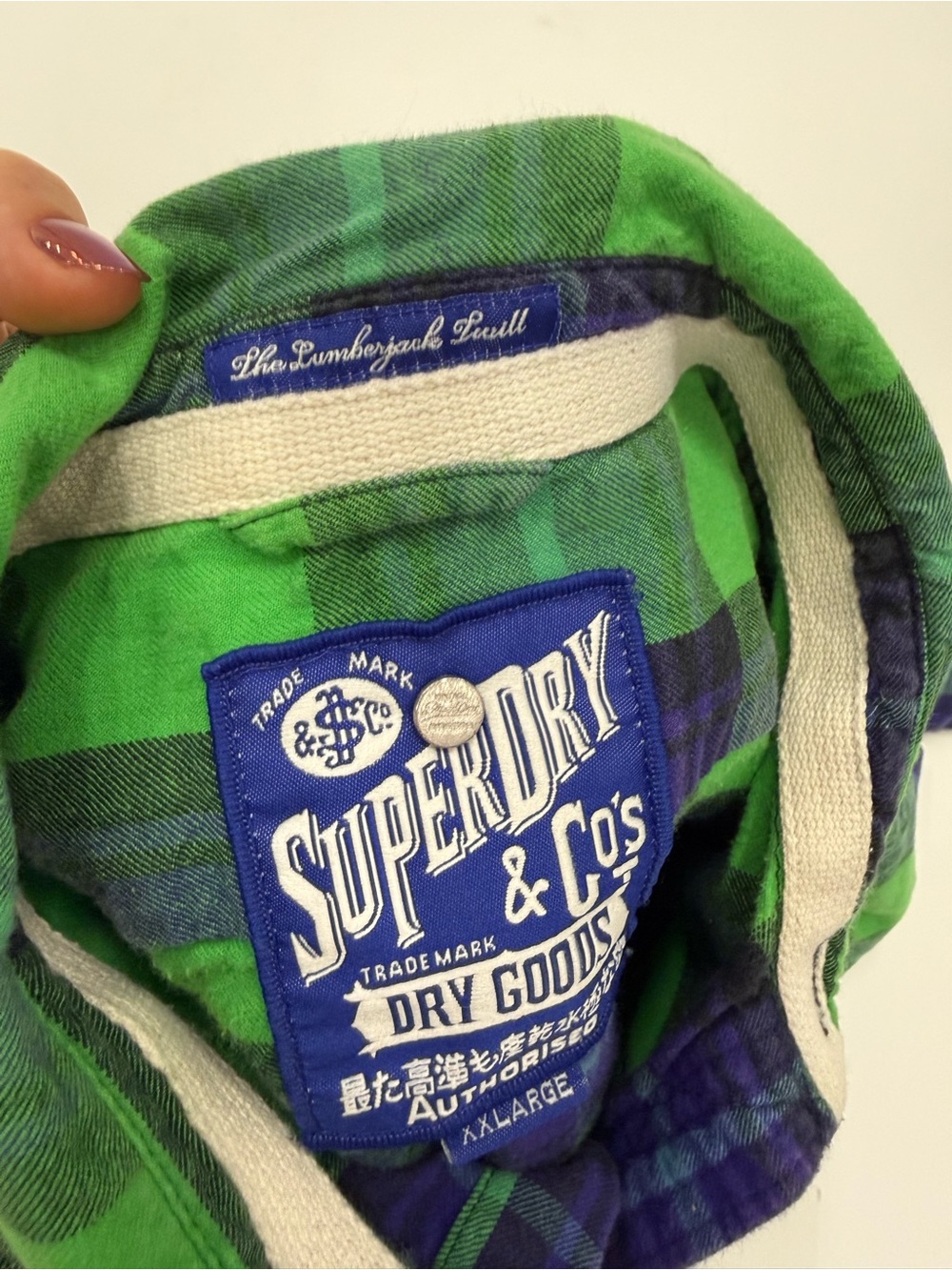 Superdry Men’s Green & Navy Plaid Button-Down Shirt - Picture 8 of 8